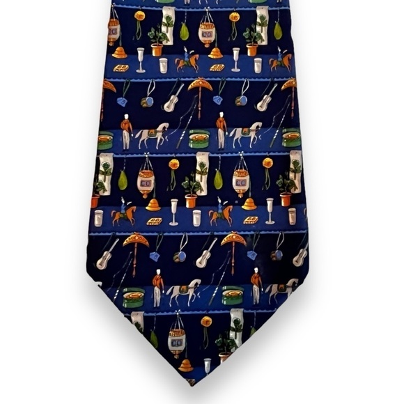 Salvatore Ferragamo 100% Silk Neck Tie Novelty Micro Print Blue Italy - Picture 5 of 8